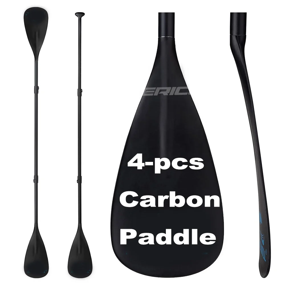 

Factory wholesale Carbon 4-piece sup kayak paddle heavy duty inflatable stand up boards paddle with double-sided blades
