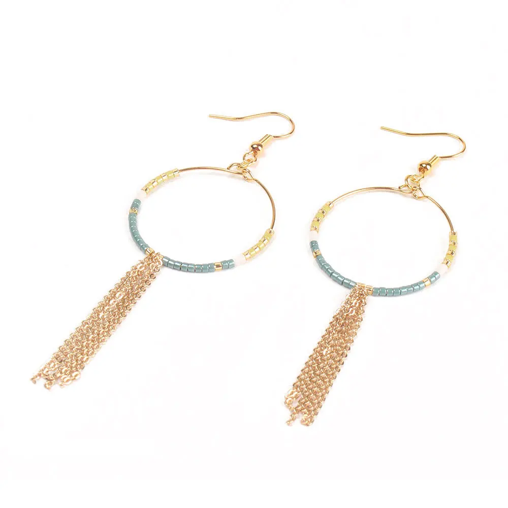 

Fashion miyuki beads earrings jewelry for women round hoop latest earrings, Mix