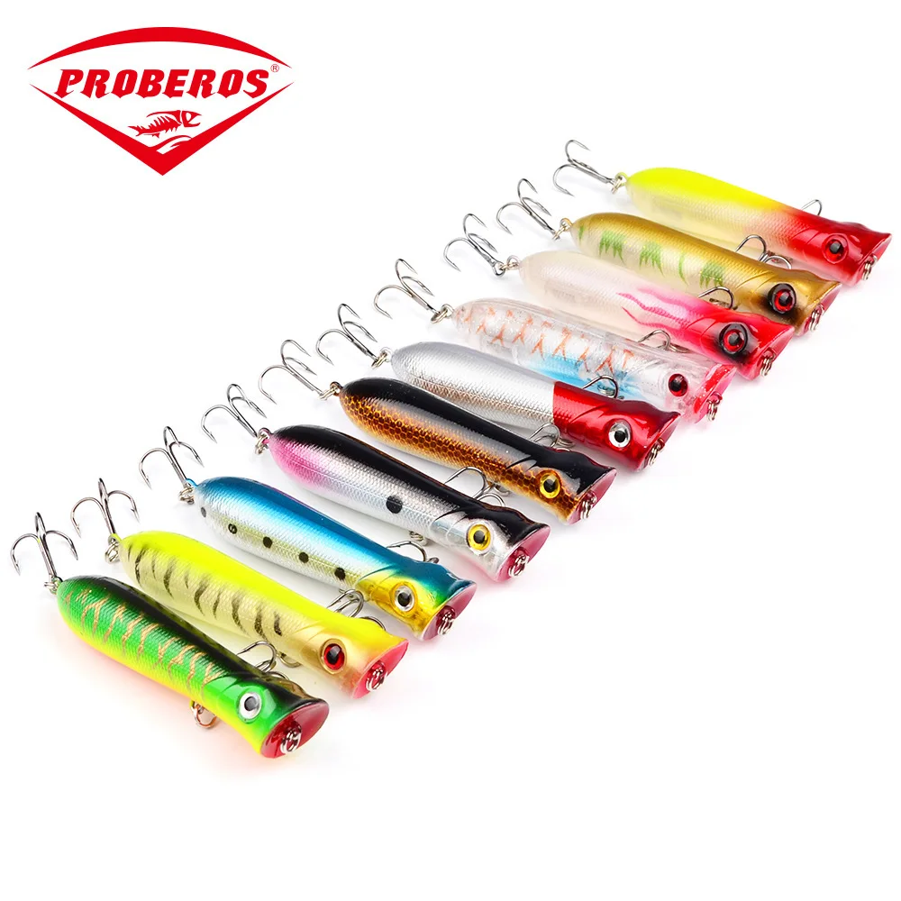

1Pc 10.7g/80mm Floating Popper Fishing Lures Mouth Hard Bait trolling top-water Minnow Sea fishing Treble Hooks Artificial Bait
