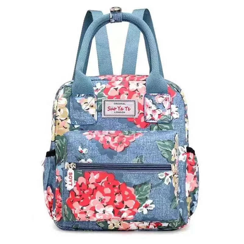 

Newest Fashion Floral Pattern Women Backpack Waterproof Nylon Teenagers School Backpack Female Multifunction Travel Backpack, 6 colors