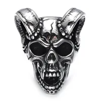 

2020 Vintage Hot Statement Hip-Hop Stainless Steel Skull Pirate Gangt Horned Head Ring Men's Sheep Head hip hop rock punk Ring