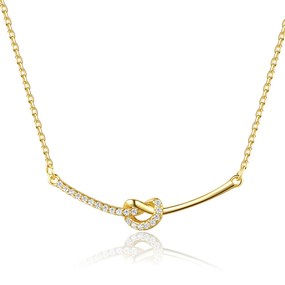

Daidan Jewelry Necklace Zircon Knot 14K Gold Pendant Sterling Silver 925 Infinity Dainty Necklace