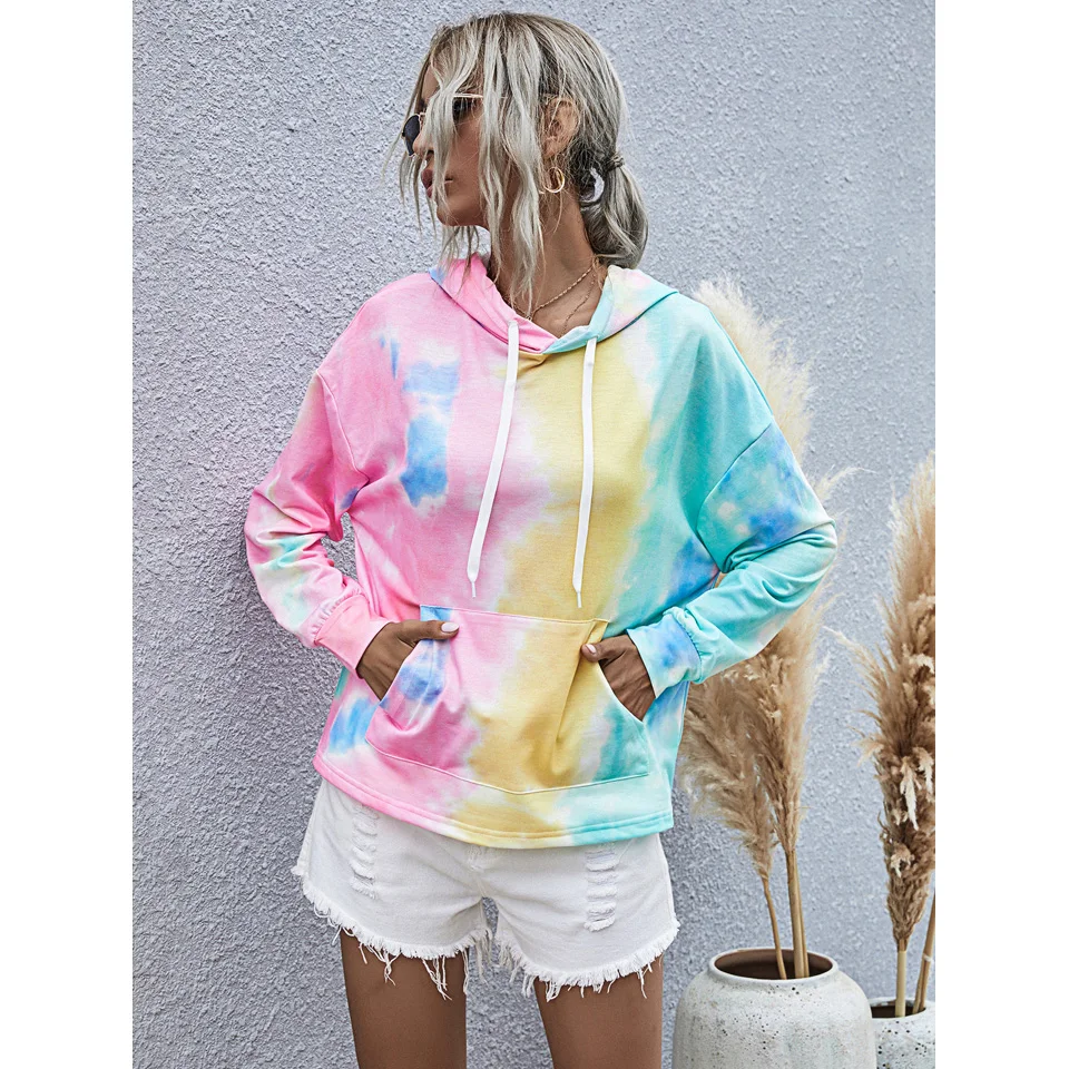 

2020 Fall Ladies Streetwear Tie Dye Sweatshirt hoodies women tie dye hoodies for women Oversized Junior Girls Oversized Hoodie