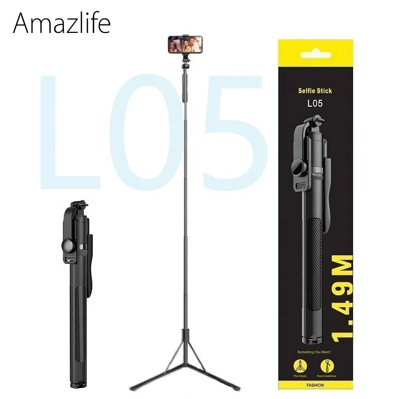 

Amazlife L05 Wireless Blue tooth Remote Mobile Phone Camera Tripod Stand 360 Rotation Vlog Long Monopod Selfie Stick