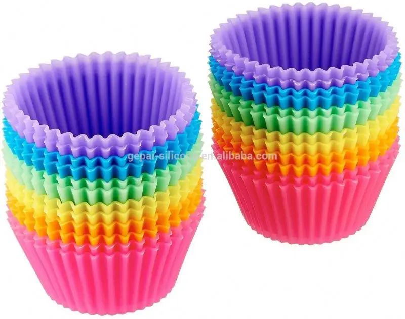 

24 Silicone Mini Muffin Pan Cupcake Baking Cups with Same Color Bottle Brush Silicone Mold