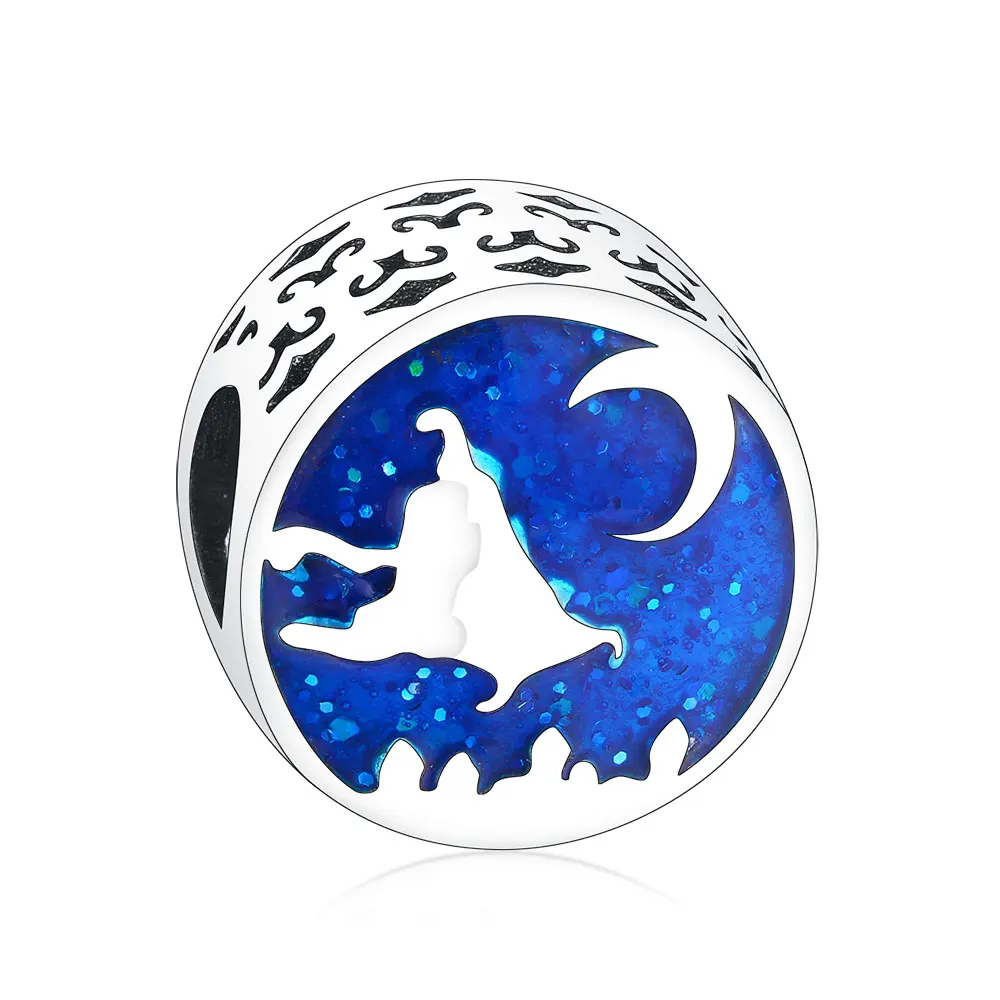 

Fashion Wholesale Moon Charm 925 Sterling Silver Blue Enamel Charm For Bracelet Pendant