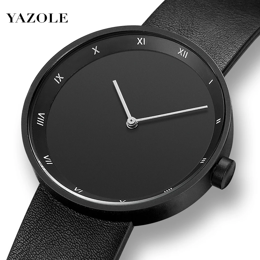 

Yazole M 521 Nice looking wholesale quartz watch simple wrist watch for men leather band watch on sale, Green, purple, black, white dial