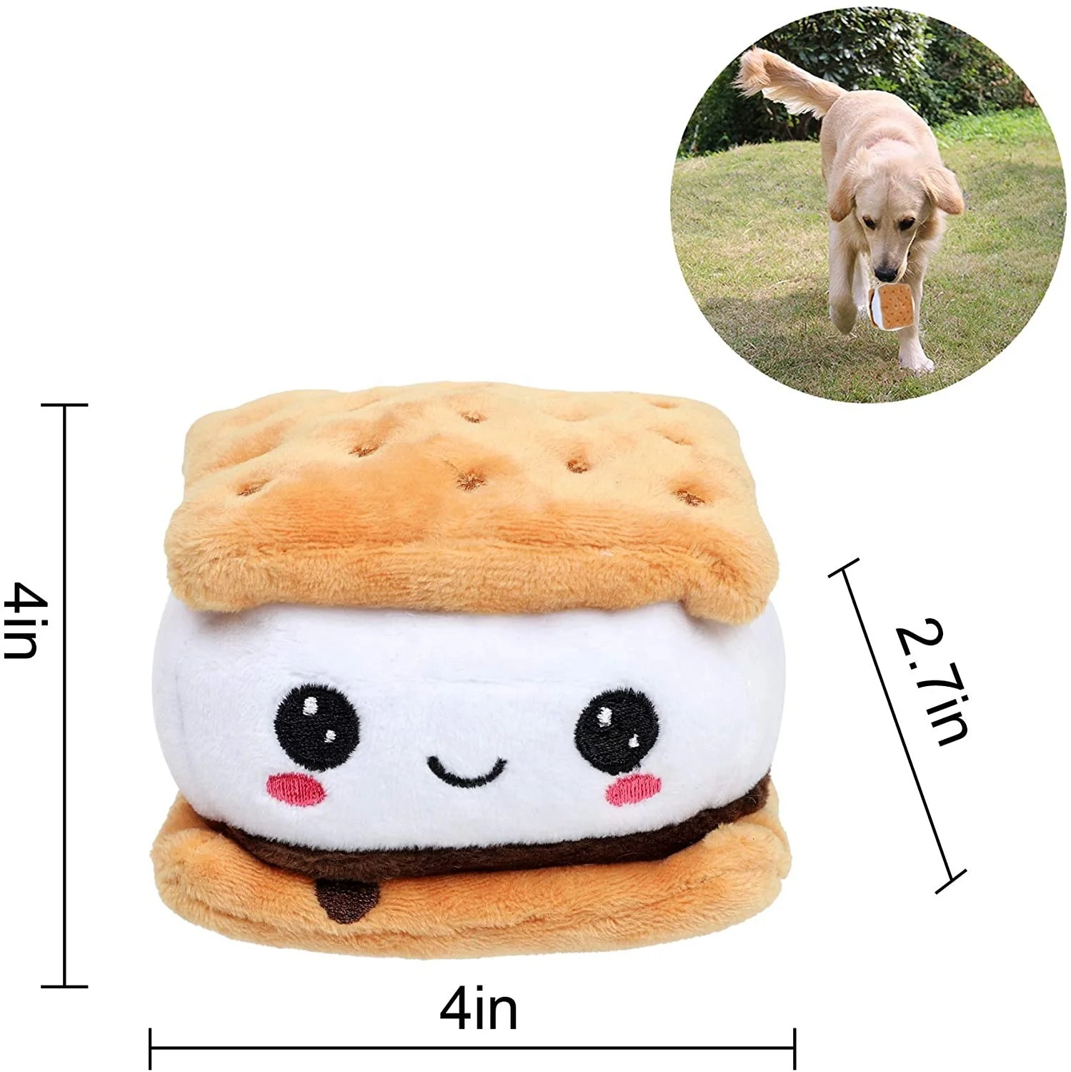 

Amazon Hot Sell Pet Toy Durable Interactive Biscuits Cooky Plush Squeaky Dog Toy For Dog, Blue