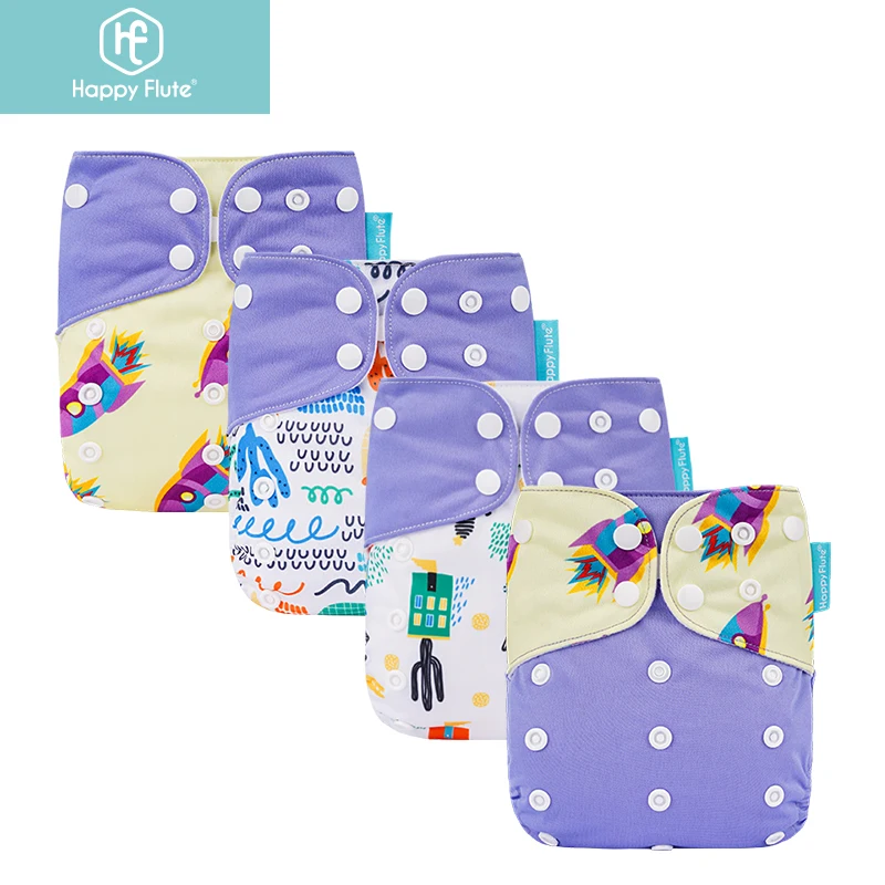 

Happy Flute Cotton Cloth Diapers Pocket Reusable Baby Washable Cloth Diaper, Colorful