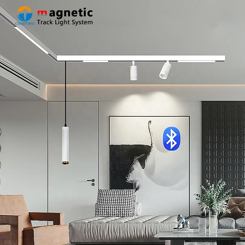 

TUYA APP Remote Control Dimmable And Color Changeable LED Magnet Track System Ceiling Light Surface Mounted Magnetic Track Light