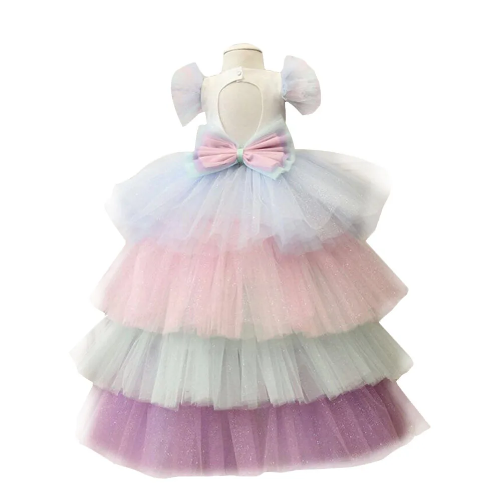 

2021 MQATZ Girl Unicorn Party dresses Ruffles Kids Clothing Costume Birthday Party Dress DJSXX, White