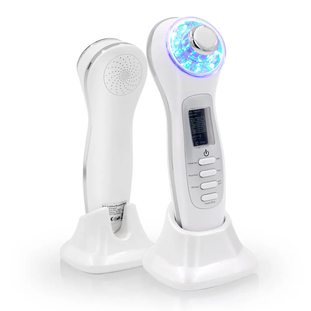 

Beauty equipment multifunction Dropshipping OEM ultrasonic led face massager home use cleaner ultrasonic skin scrubber, White, red