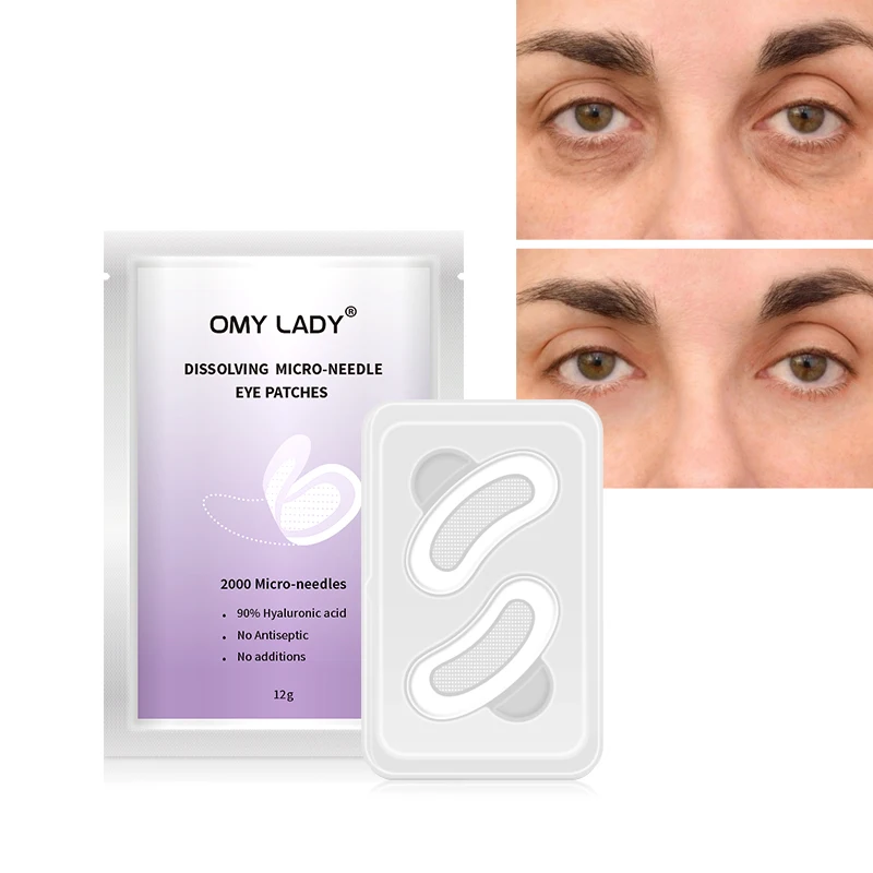 

2021 amazon hot sale micro needle anti wrinkles anti aging eye mask microneedle hydro gel eye patch, White and transparent
