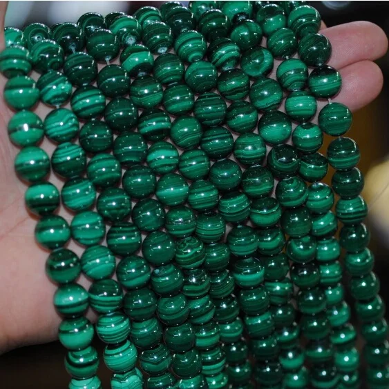 

Factory Wholesale Genuine Pictures Loose Stone Bead 4mm 6mm 8mm 10mm Green Malachite Bead Natural For Jewelry Making