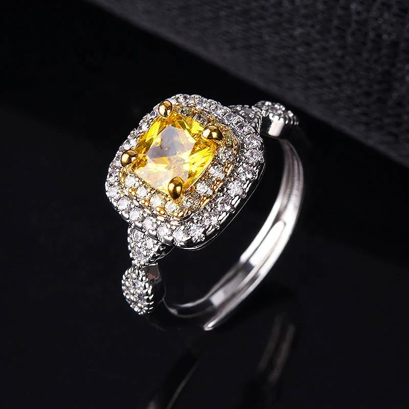 

Women Fashion Yellow Cubic Zircon Wedding Anniversary Rings Engagement Ring