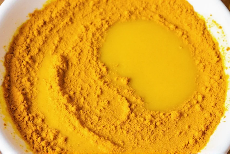 Close-up of turmeric powder mixed with honey and yogurt for a skin brightening face mask