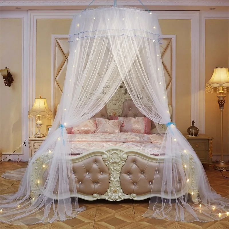 High Quality Elegant Romantic Round White Princess 3 Door Breathable Hanging Celling Circular Mosquito Net
