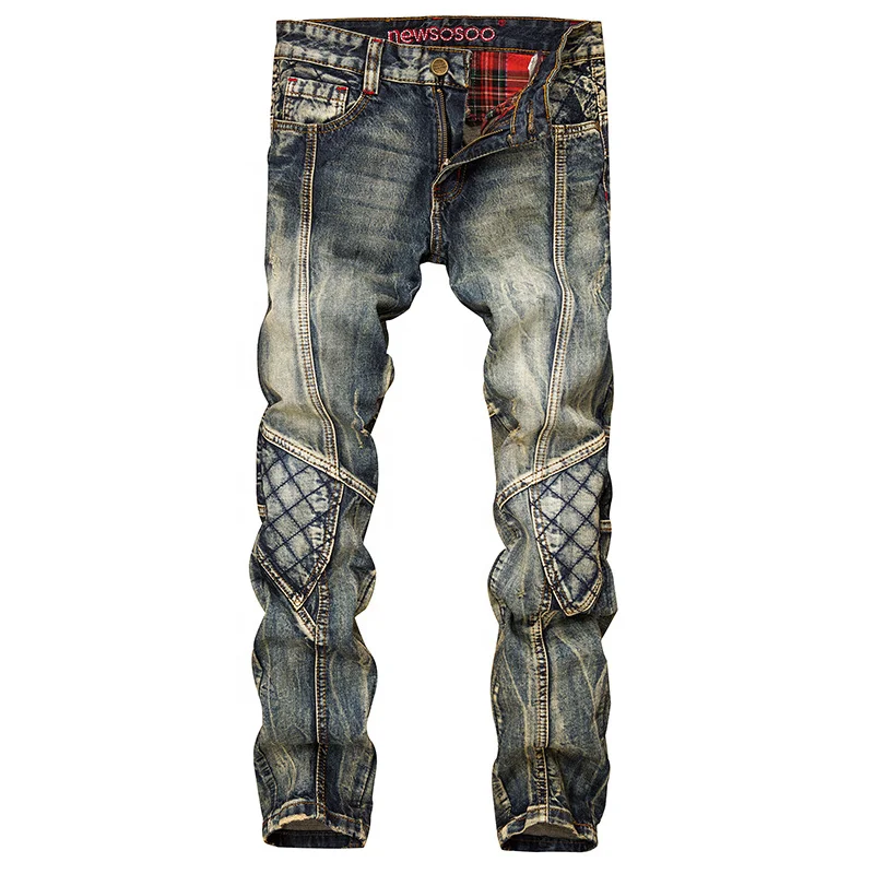 

Wholesale rock revival jean slim mens 2021 stars and striped jean for men stylish custom men ripped stacked biker jean pants