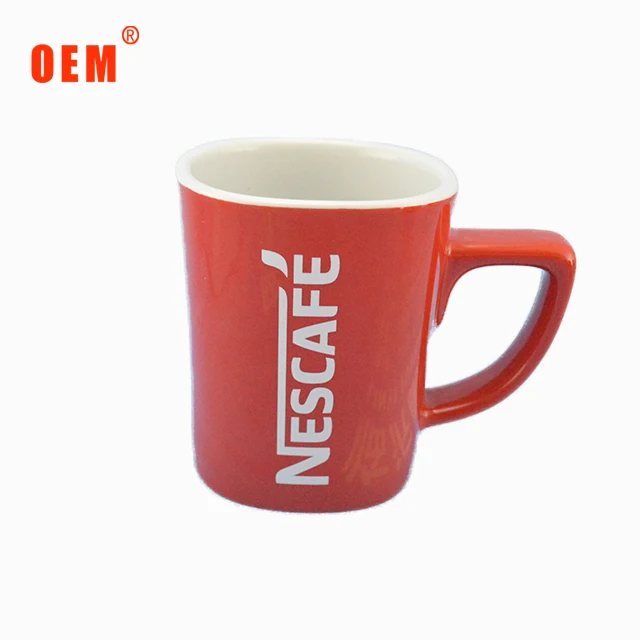 

China factory price square ceramic porcelain red coffee cup