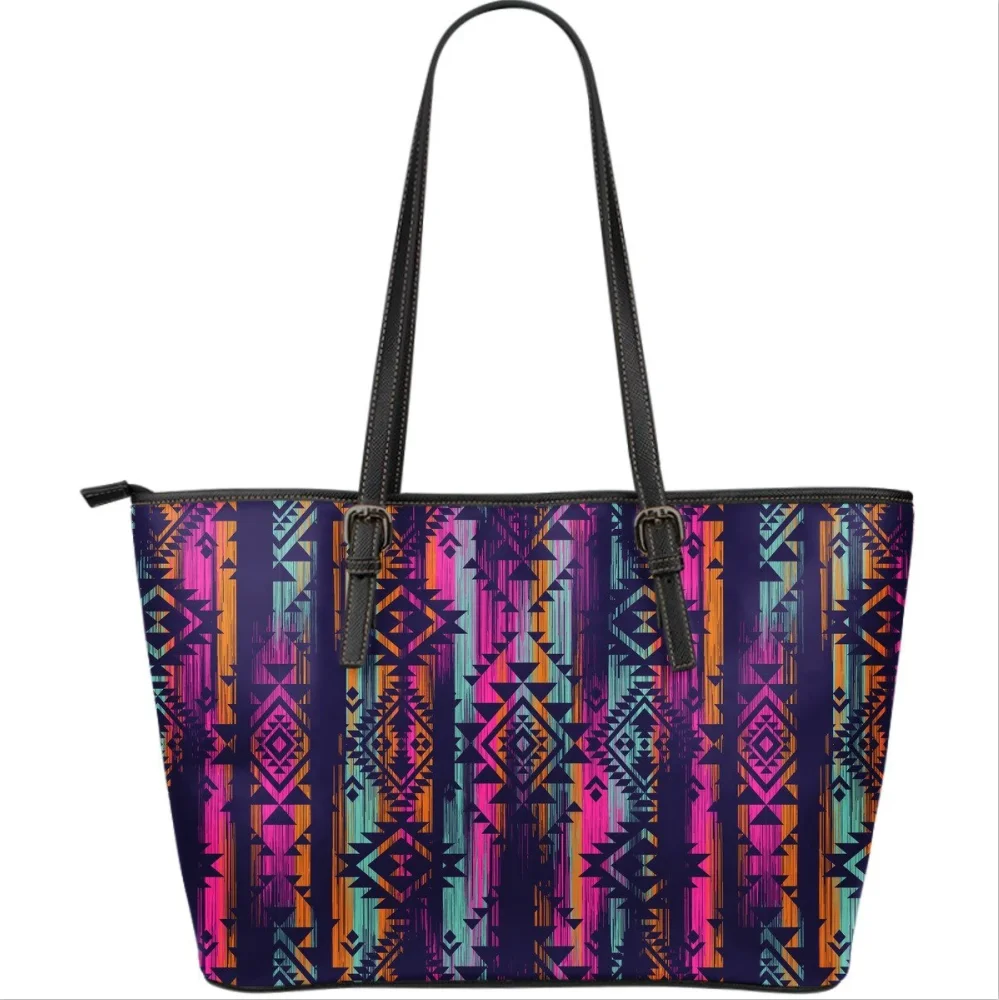 

Newest Indians Navajo Aztec Tribal Native American Print Large Leather Tote Bag Bucket Bags Women Handbags 2020