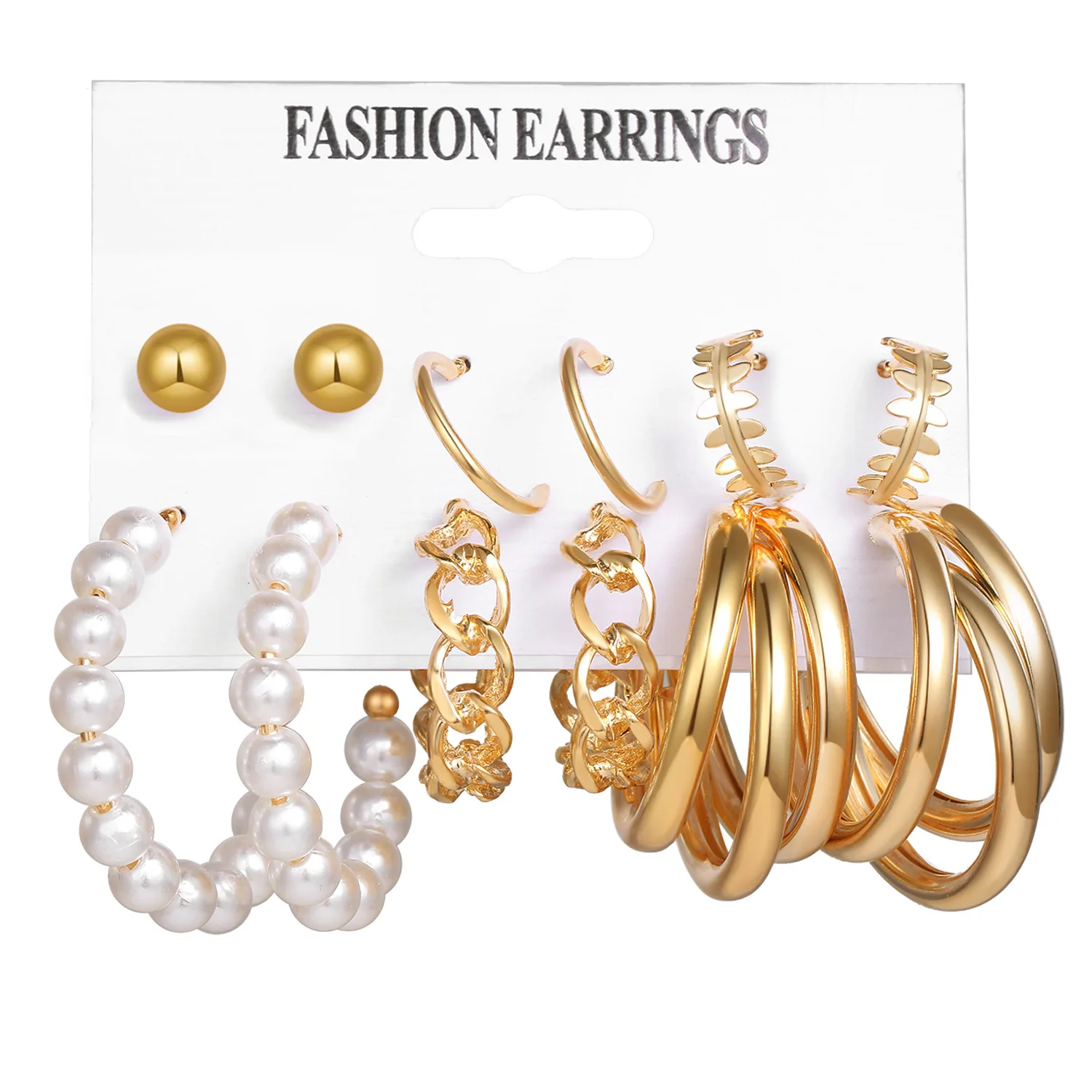 

Jachon Acrylic Pearl Hoop Earrings Set Punk Metal Twist Heart Dangle Drop Earrings for women, Gold