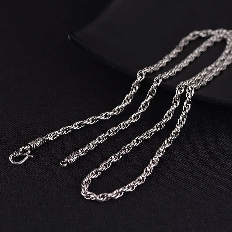 

S925 Silver Retro Thai Silver Craft Silver Necklace Men's Wholesale Punk Style Chain Necklaces