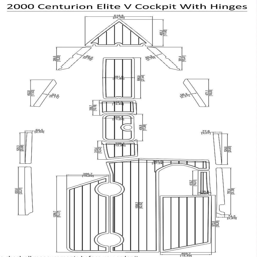 

2000 Centurion E-lite V Cockpit With Hinges Pad Boat EVA Teak Decking 1/4" 6mm