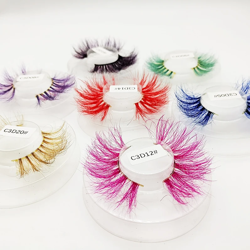 

Free Sample Private Label Colorful Lashes New Design Colored Eyelashes Dramatic Colored Mink Eyelash Wholesale