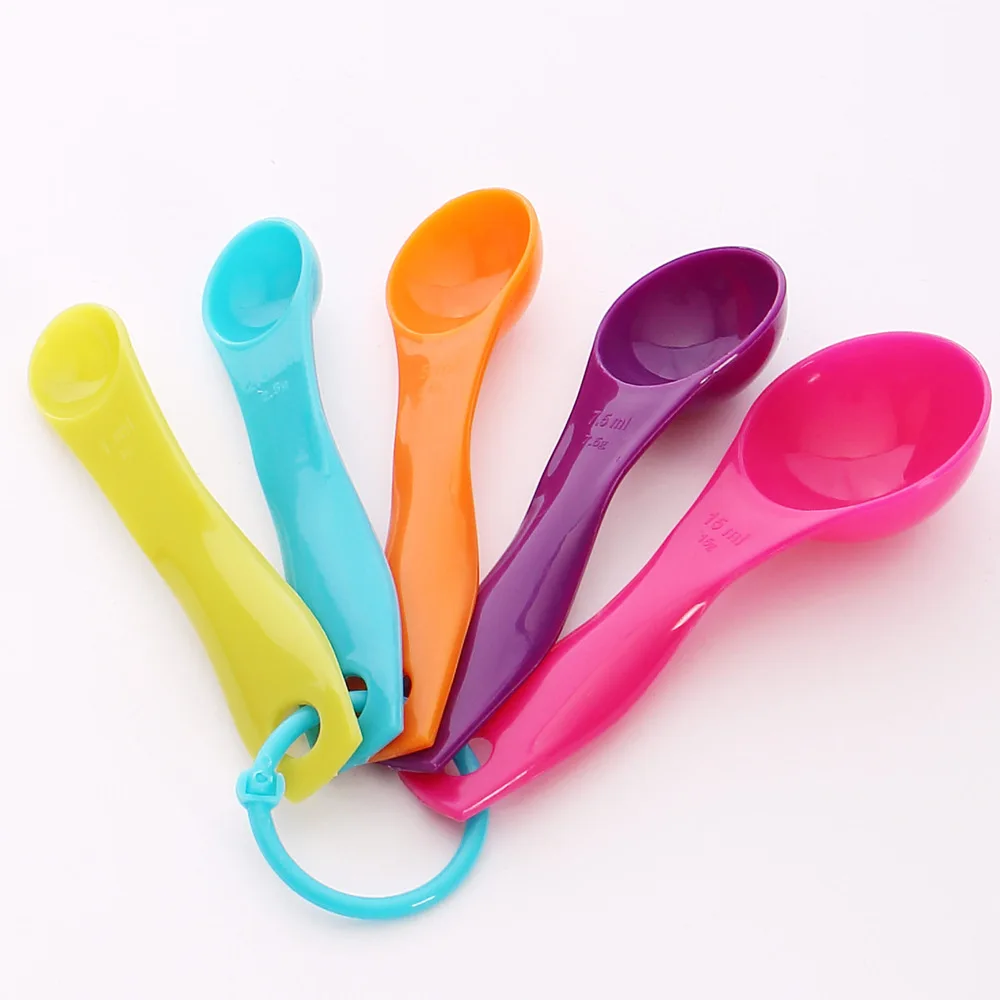 

5pcs/set Measuring Spoons Colorful Plastic (1 / 2.5 / 5 / 7.5/ 15ml) Measure Spoon Super Useful Sugar Cake Baking Spoon