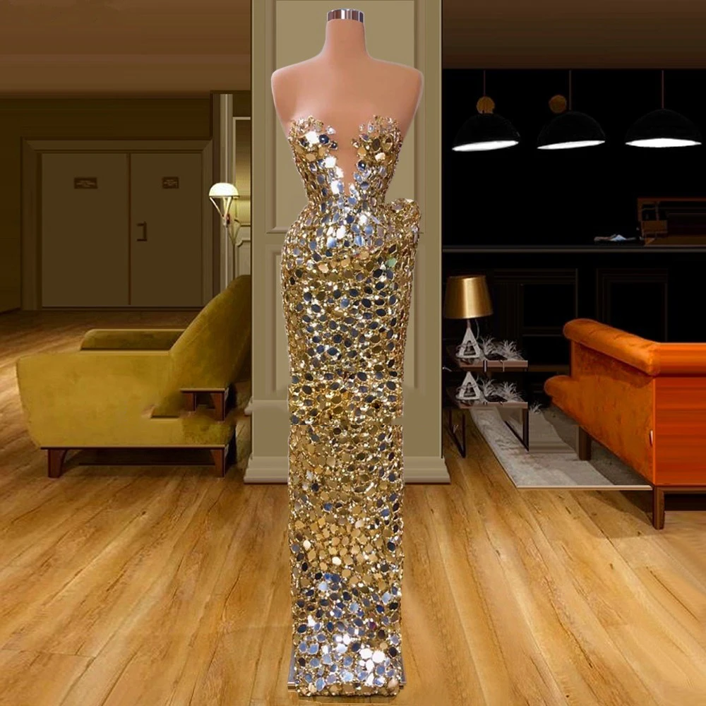 

OEM Beaded Sequin Vestidos De Fiesta Tube Top Dresses Woman Long Maxi Ball Gown Wedding Dress Luxury Bodycon Dress Women