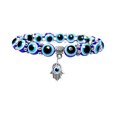 

Hamsa Mal De Ojo Bracelets With Crystals and Healing Stones Chakra Beaded Bracelets for Women, Picture shows