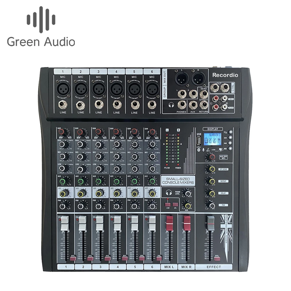 

hot sale professional 6 Channel audio Mixing Console Audio Blueteeth with Power Amplifier Mixer