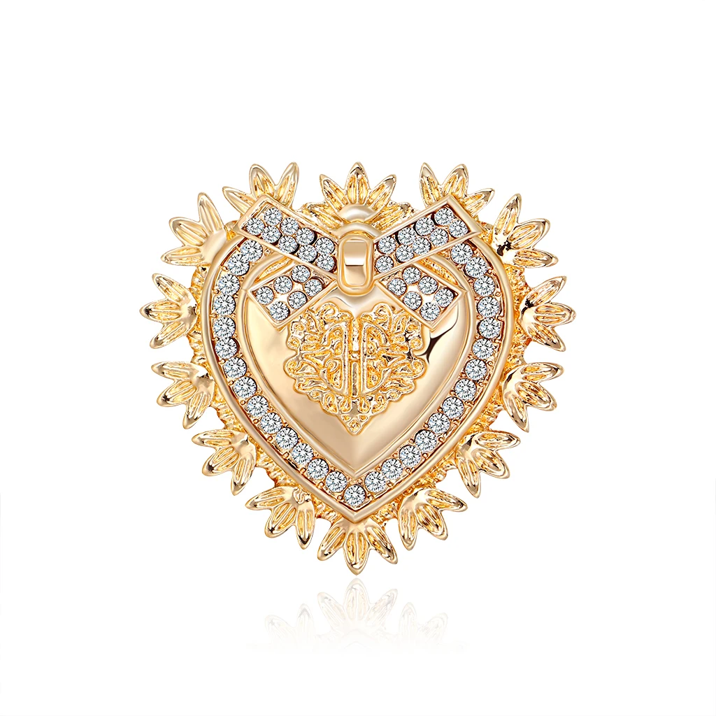 

2021 New Golden Rhinestone Love Heart Brooches for Women Enamel Brooch Pins Jewelry Accessories