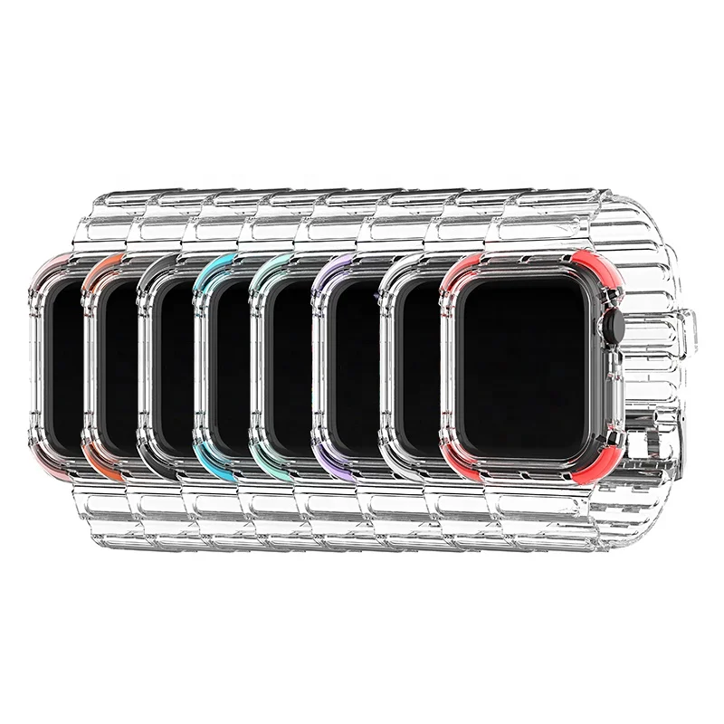 

Hot Sale Transparent Watchband Soft TPU Clear Bands Strap for Apple Watch, Multi colors, customized colors
