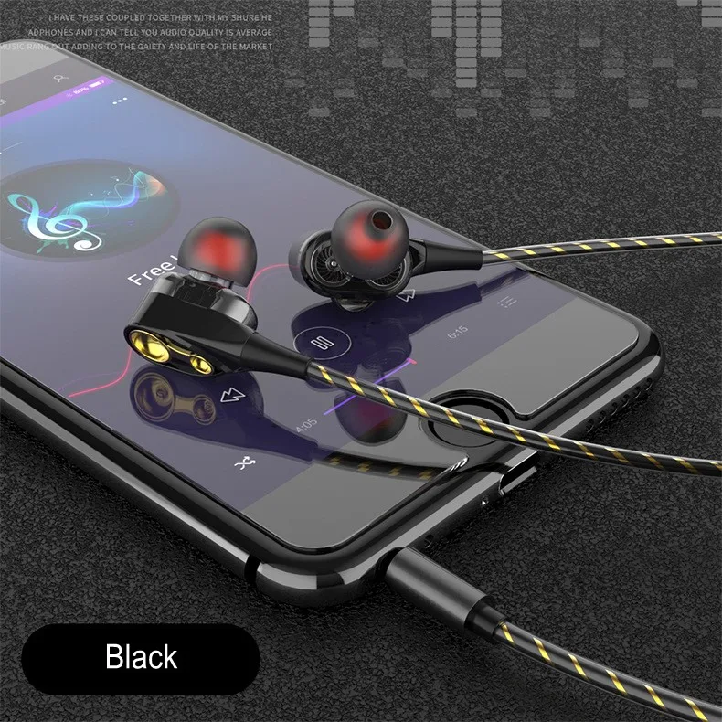 

Double Dynamic Dual Speakers Wired In-ear Mobile Earphones Bass Headphones Custom