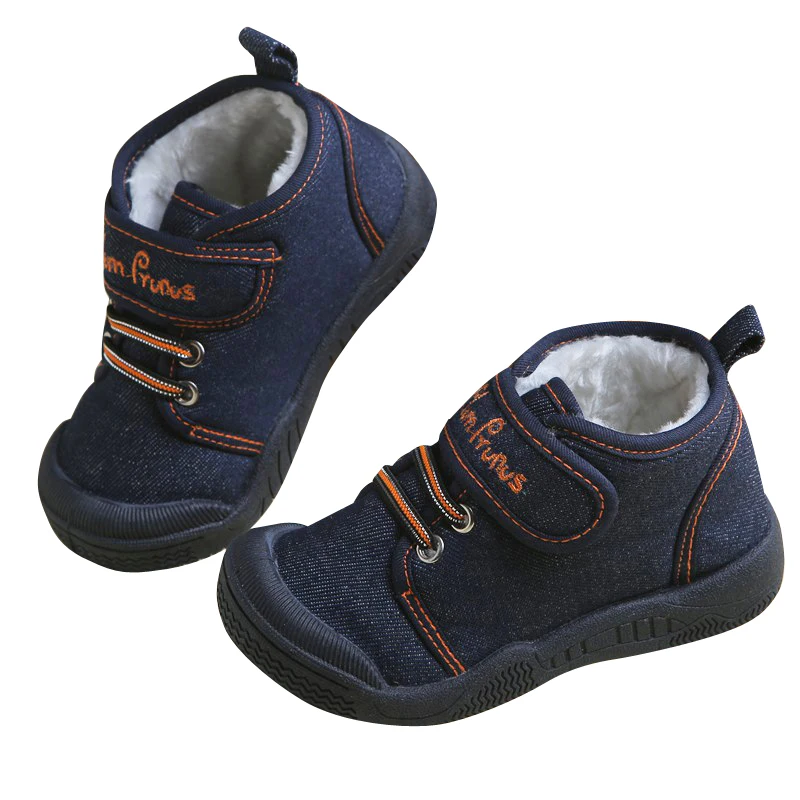 

Winter Cotton-padded Shoes Casual Children canvas Sneakers Soft Nursing Fuzzy Boots For Kids