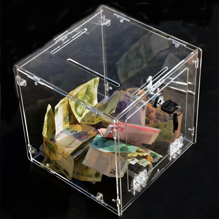 Clear Acrylic Plexiglass Charity Donation Money Box With Lock Buy