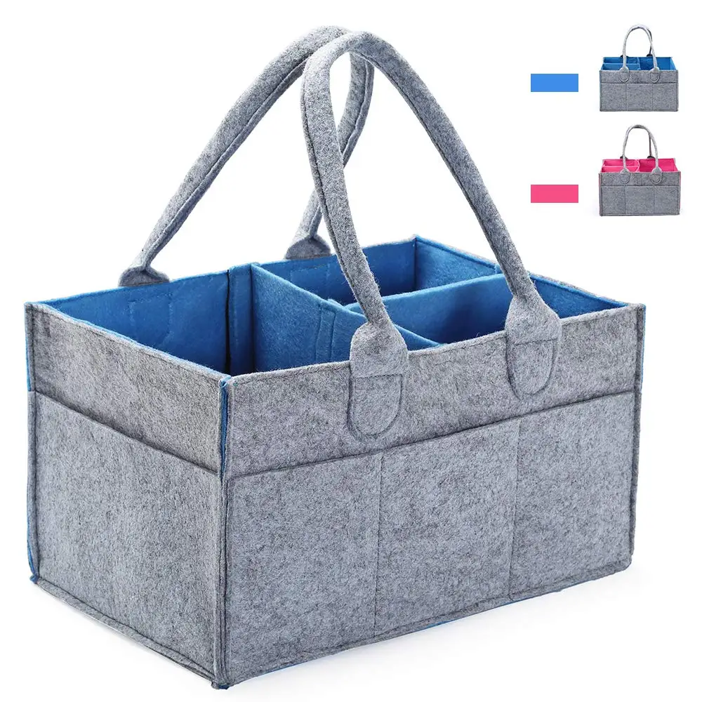 

Hot Sale Original Factory Felt Mommy Bag Diaper Organizer Bag, Blue and grey or customized