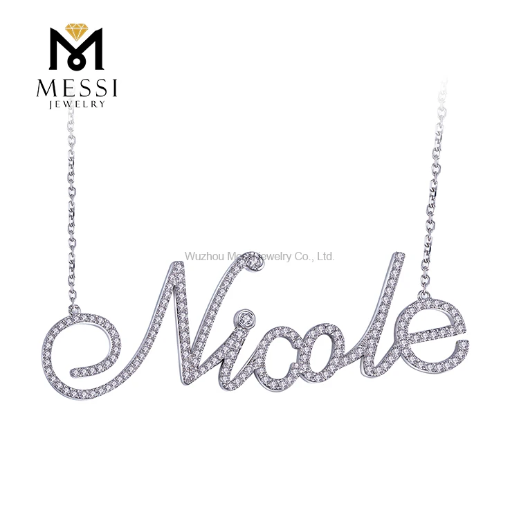 

Messi Gems fashion jewelry Nicole Letter 18K Gold natural diamond charm pendant