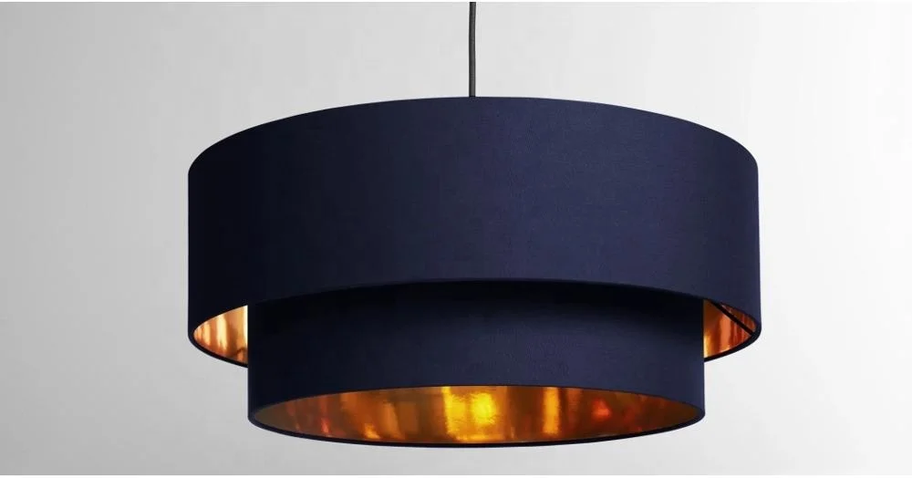 1  Oro Pendant Drum Lamp Shade Layered, Navy & Copper.jpg