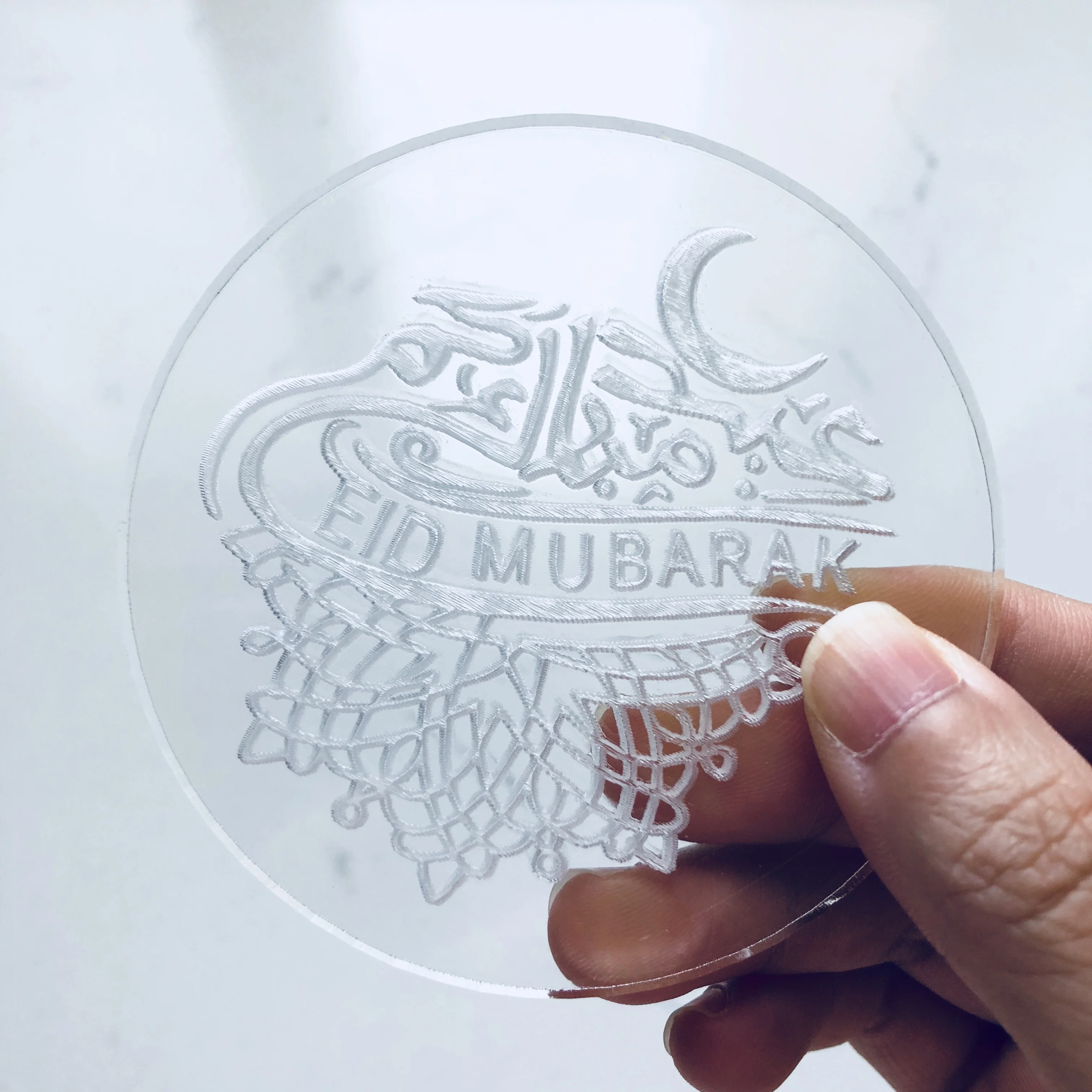 

3inch Cake decoration Eid Mubarak moon star acrylic board Cutter reverse stamp embosser Fondant plastic Mould tools Baking