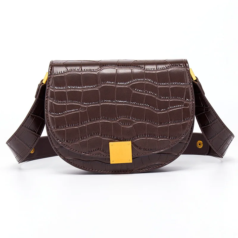 

Hot Sale High Quality Saddle Bag Vintage Crocodile Pattern Crossbody Bag Fashion PU Leather Women Shoulder Bag