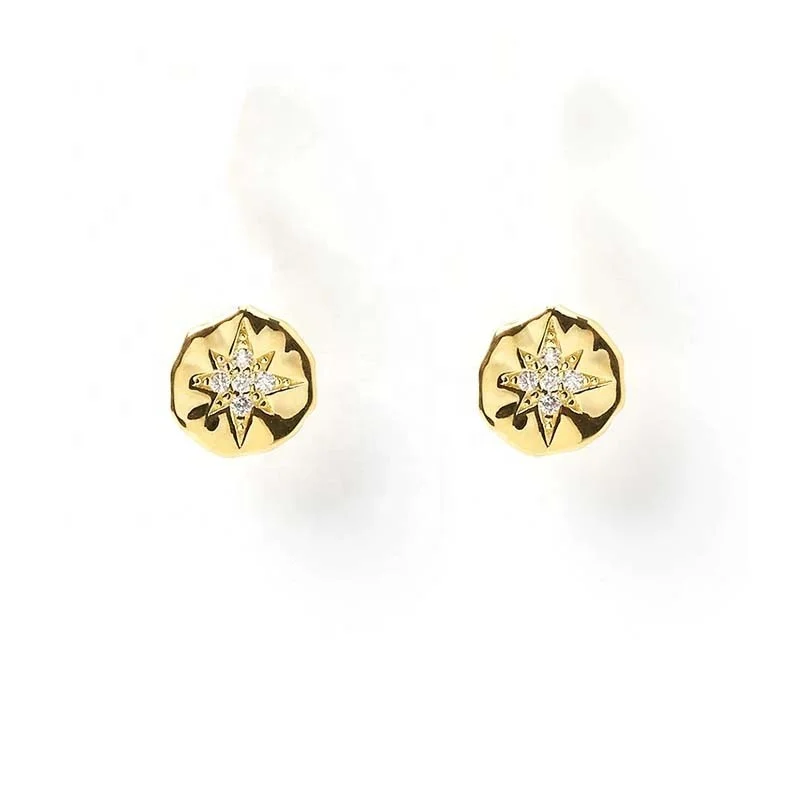 

Gold Vermeil 925 Sterling Silver Statement Jewelry Starburst Stud Earring