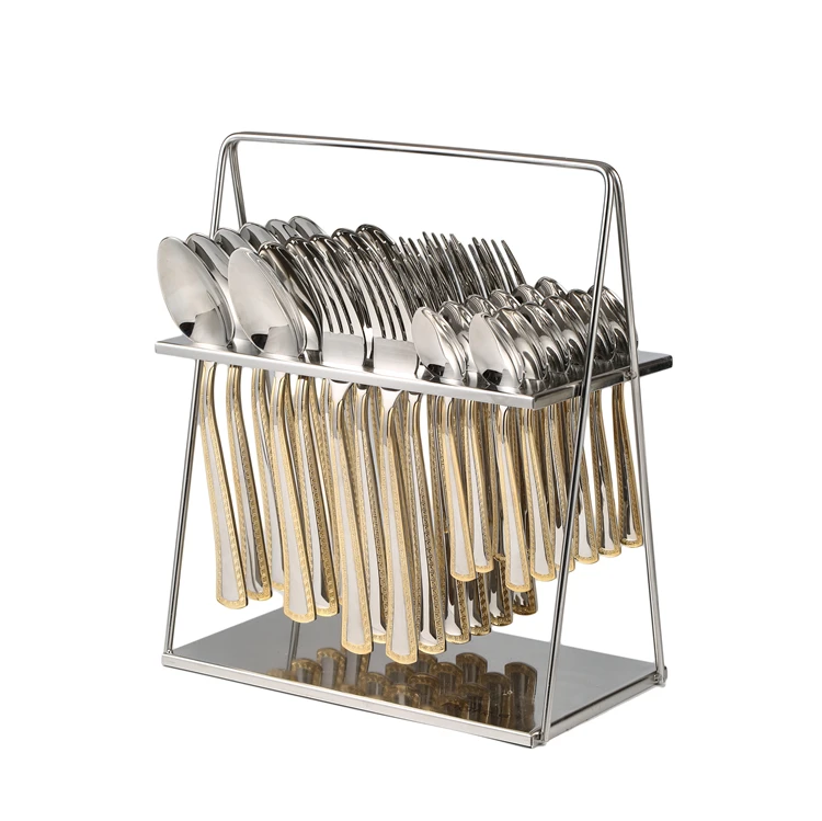 

Gold-plated Gold Cutlery 36 Pcs Stainless Steel Flatware Sets Cutlery Set Restaurant Fork Knife And Spoon Set