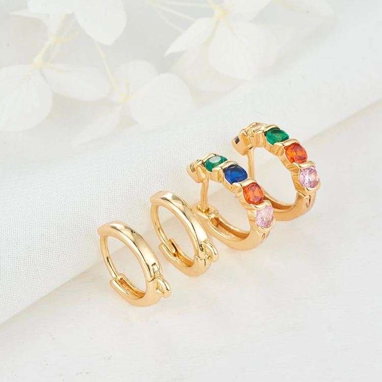 

Custom Trendy Women Accessories 14K Gold Plated Hoop CZ Earrings