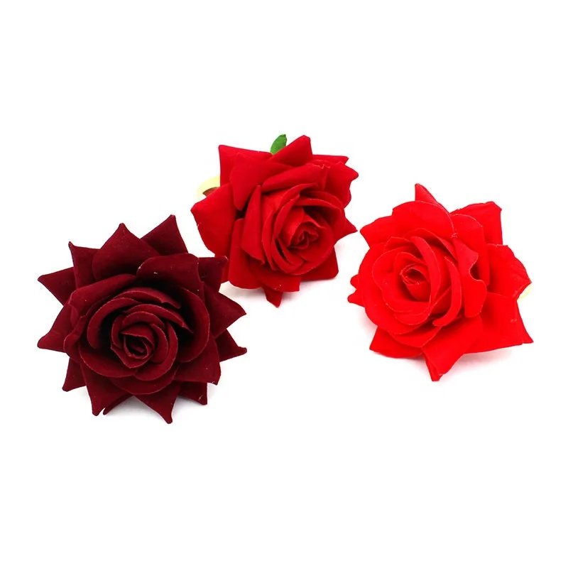 

Handicraft Red Rose Flower Napkin Rings Table Decorations for Wedding Valentine's Banquet Christmas Birthday Thanksgiving HWW01