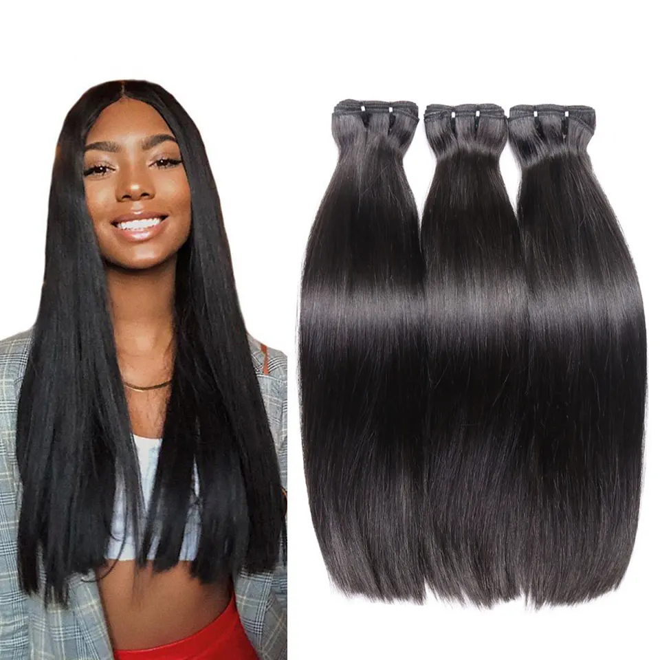 

Brazilian Straight Thick End Fumi Hair Bundles Double Weft Remy Human Hair Weave 10-22inch Extensions