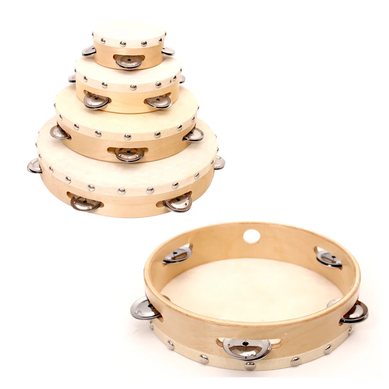 

Wholesale percussion music instrument free sample hand drums round wooden custom tambourine