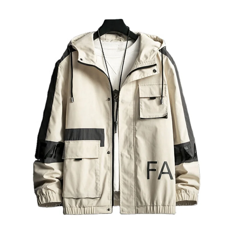 

2020 new coat for men European and American trend loose versatile spring and autumn hooded boys wear handsome matching color