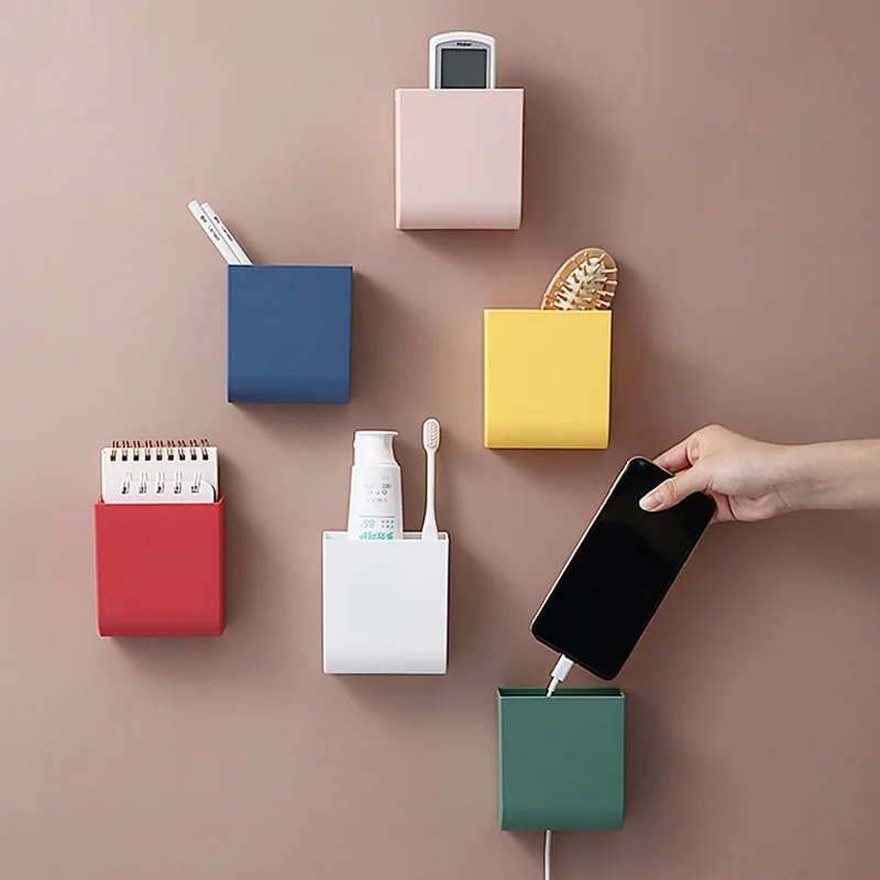 

Wall Mounted Storage Box TV Air Conditioner Remote Control Storage Box Office Organizer Sundries Pen Mobile Phone Holder Rack
